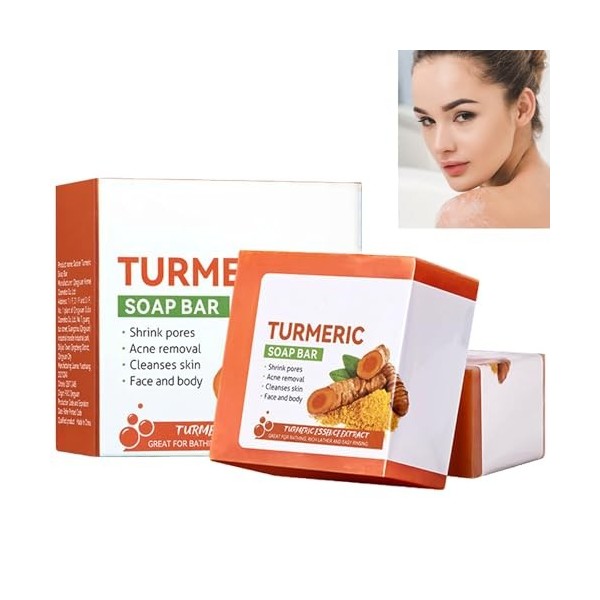Savon Pour Visage Au Curcuma,Savon au Curcuma Eclaircissant,Nettoyant Savon au Curcuma,Visage Barre de Savon au Curcuma,Hydra