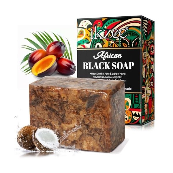 Savon Noir Africain Biologique, Savon Africain Contre LAcné Et Les Taches Brunes, African Black Soap Barre De Savon Noir Bru