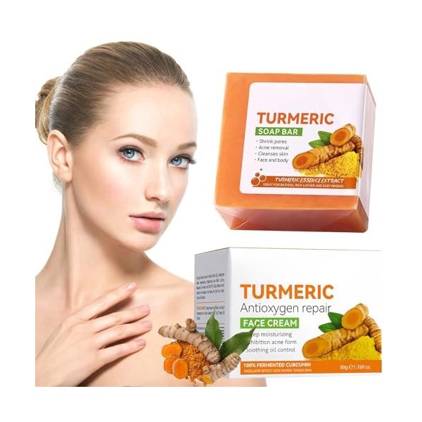 Savon Au Curcuma,Turmeric Soap,Savon Curcuma Visage,Savon à Lacide Kojique,Savon Exfoliant Au Curcuma,Savon de Bain pour le 