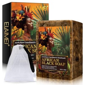 Savon Noir Africain 100G, Savon Noir Africain Biologique Fait À La Main, Hydrate Et Équilibre La Peau Grasse, Aide À Combattr