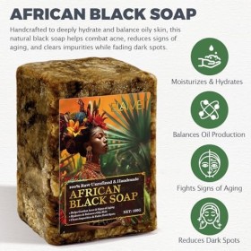 Savon Noir Africain 100G, Savon Noir Africain Biologique Fait À La Main, Hydrate Et Équilibre La Peau Grasse, Aide À Combattr
