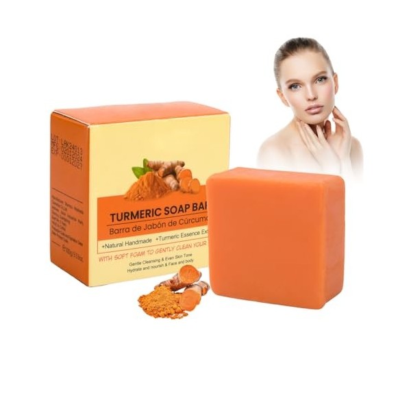 Savon à Lacide Kojique, Kojic Acid Soap, Savon Curcuma, Skin Lightening Soap pour le Visage et Corps éclaircissant Hydratant