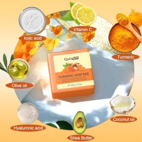 Savon à Lacide Kojique, Kojic Acid Soap, Savon Curcuma, Skin Lightening Soap pour le Visage et Corps éclaircissant Hydratant