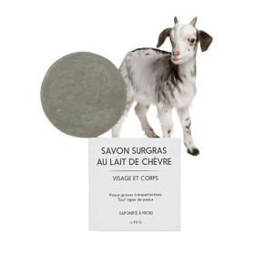 Savon surgras au lait de chèvre, à largile blanche et arbre à thé, savon lait de chèvre 100% bio, savon chèvre et arbre à th