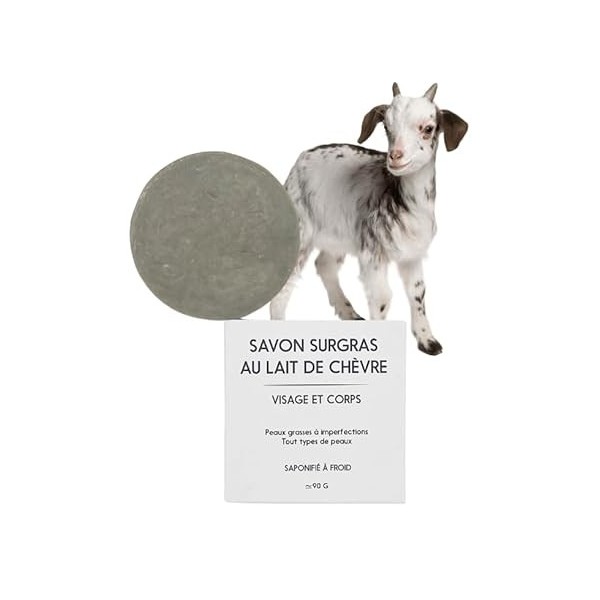 Savon surgras au lait de chèvre, à largile blanche et arbre à thé, savon lait de chèvre 100% bio, savon chèvre et arbre à th