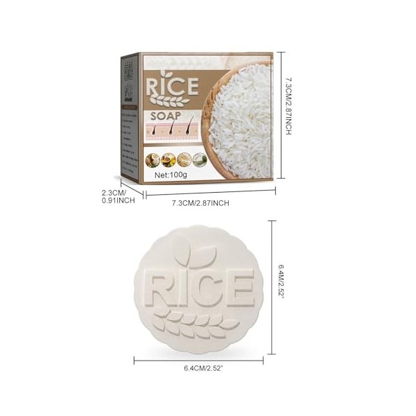 Dyceittdia 2pcs Savon Shampoing au Riz, Savon Shampoing anti-chute au Riz, Savon Shampoing anti-chute, Nettoyer les Cheveux, 