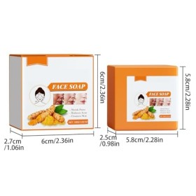 Dyceittdia 2pcs Savon au Curcuma, Savon Nettoyant au Curcuma, Savon au Curcuma Contre les imperfections, Nettoyer le Visage, 