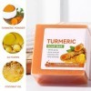 Savon Curcuma Visage,Turmeric Soap,Savon Au Curcuma,Savon Au Curcuma Eclaircissant,Savon de Bain pour le Visage et le Corp,Sa