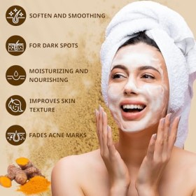 2 Pièces Savon à lAcide Kojique, Curcuma Savonnette avec Collagène, Dissolvant de taches sombres pour le visage et le corps,