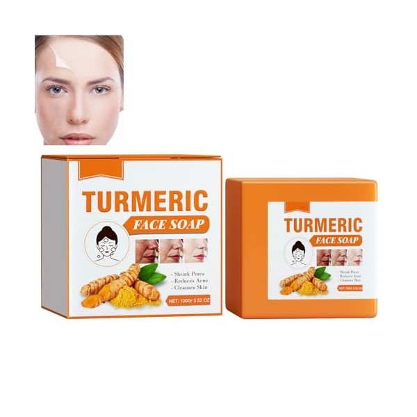 Savon Pour Visage Au Curcuma,Savon au Curcuma pour le Visage Solide,Anti Taches Savon Curcuma,Savon Naturel Au Curcuma,Savon 