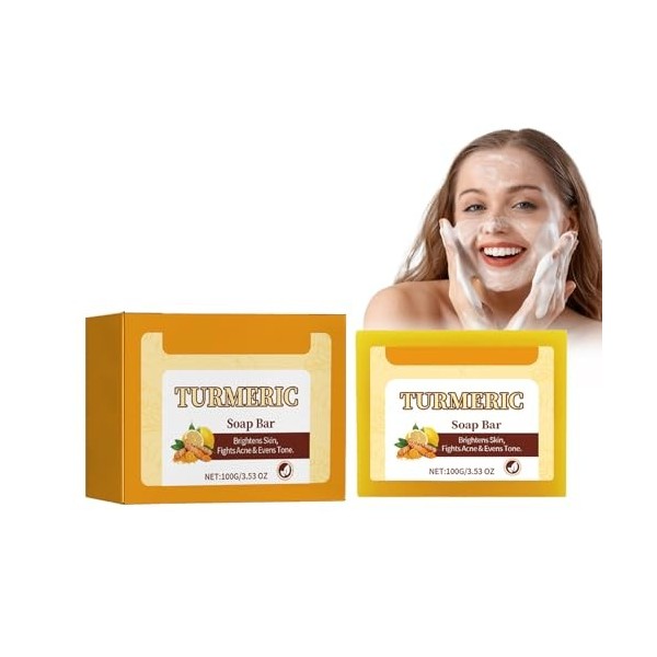 Lemon Turmeric & Kojic Acid Soap, Barre De Savon Au Curcuma Savon À Lacide Kojique Au Citron Et Au Curcuma Dissolvant De Tac