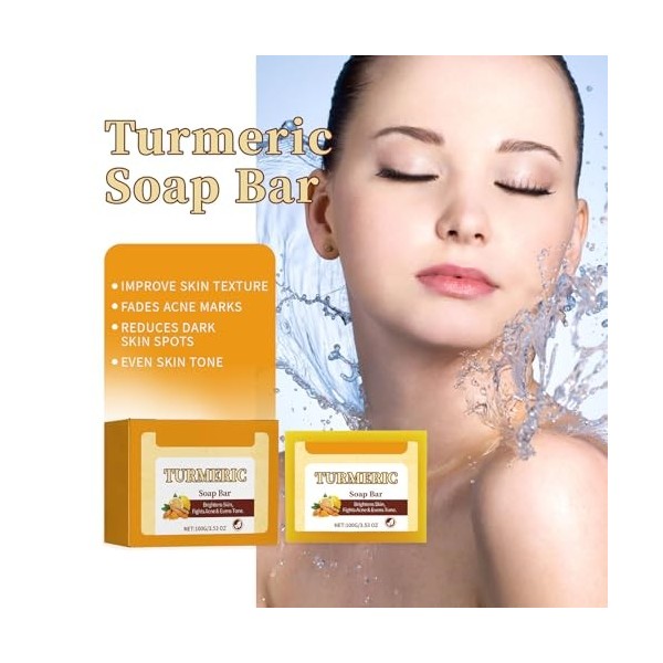 Lemon Turmeric & Kojic Acid Soap, Barre De Savon Au Curcuma Savon À Lacide Kojique Au Citron Et Au Curcuma Dissolvant De Tac