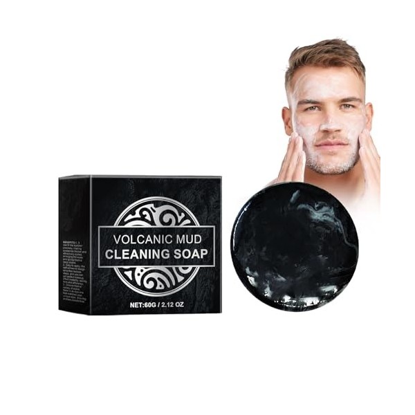 Savon Visage Hommes, 60 G Savon Naturel À La Boue Volcanique Nettoyant Pour Le Visage Et Le Corps Savon Solide Artisanal, Bar