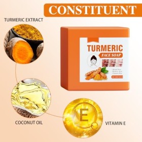 Savon au Curcuma, Savon pour le Visage au Curcuma, Savon au Curcuma pour le Visage Solide, Nettoyage en Profondeur, Mousse Fi