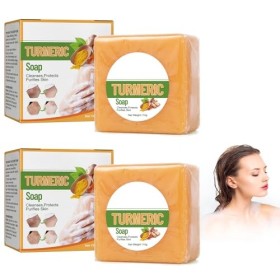 2 Pcs Savon au Curcuma, Savon au Gingembre, Face Soap, Savon Artisanal À lhuile Essentielle De Curcuma, Savon pour Le Visage