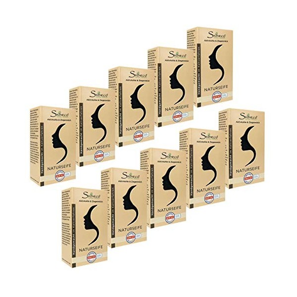 Skineco Savon naturel au charbon actif et au lait de chèvre avec effet exfoliant | Savon noir fait à la main par procédé à fr