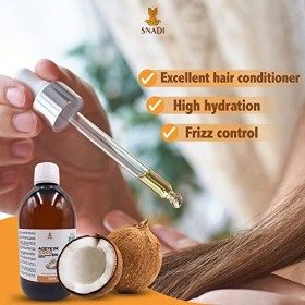 500 ml - Huile de coco fractionnée BIO - 100% pure et naturelle. Huile pour la peau et huile de noix de coco pour les cheveux