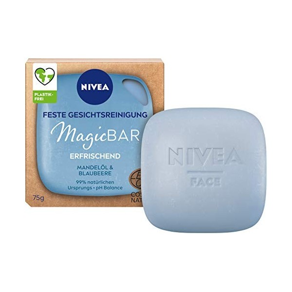 NIVEA MagicBar Nettoyant pour le visage solide anti-impuretés 75 g - Nettoie et matifie la peau - Cosmétique naturel certif