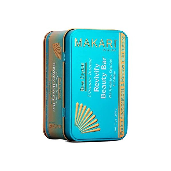 Makari Pain de savon bleu cristal revivifiant – Pain de savon éclaircissant et nettoyant au Glutathione naturel – Exfolie la 