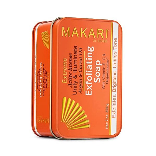 Makari Extrême Savon Éclaircissant aux huiles d’Argan & de Carotte 7 oz Action anti-âge éclaircissante et exfoliante à base d