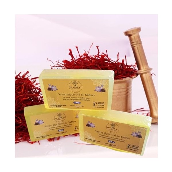 Lot De 3 Savons Safran -Anti Vieillissement Cutané- Fermeté- Vitalité-Eclat Naturel- Anti-Age & Revitalisant -Tous types de p