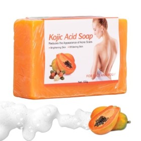Savon à Lacide Kojique, 100 G de Savon éclaircissant pour la Peau avec Extrait de Papaye, Savon Anti-taches, Hydratant pour 