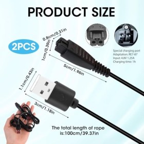 Lot de 2 câbles de charge USB 4,8 V compatibles avec rasoir Panasonic CT30-S706 LL20 LL40 LM31 LT2A-K706 LT6A LT73 LV5A-K LV7