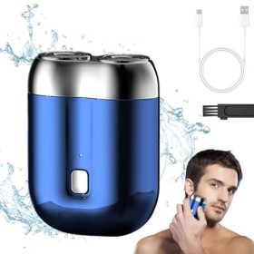 Mini rasoir électrique portable pour homme, mini rasoir électrique à double tête, rechargeable, étanche, compact
