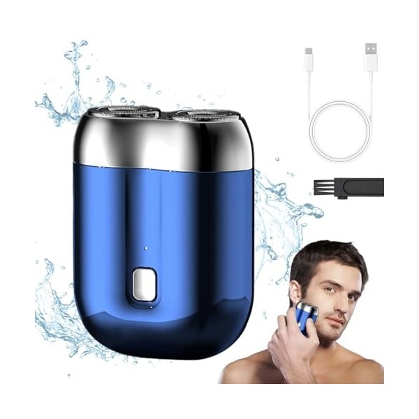 Mini rasoir électrique portable pour homme, mini rasoir électrique à double tête, rechargeable, étanche, compact