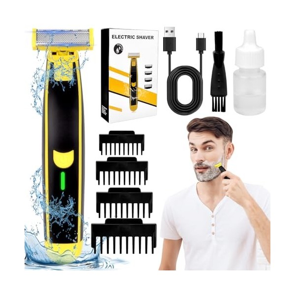 Rasoir complet lavé humide et sec, rasoir électrique pour homme 2024 lavage complet du corps double rasage humide et sec. 3 