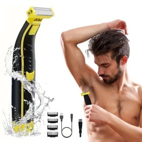 Rasoir électrique pour le corps – IPX5 avec 4 peignes de limite, rechargeable par USB, rasoir électrique pour homme, essentie