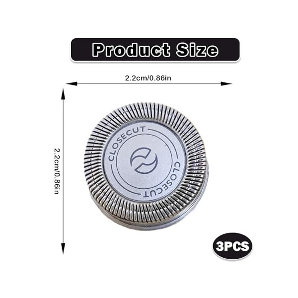 HQ4 Lot de 3 têtes de rasoir électriques de rechange pour Philips PQ182 206 226190YQ6008 6308 Lames de rasage en acier inoxyd