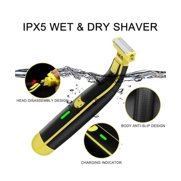 Rasoir complet lavé humide et sec, rasoir électrique pour homme, rasoir facial rotatif étanche pour homme, rasoir de corps er