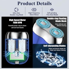 Mini rasoir électrique à double tête, étanche IPX6 et lavable, rasage humide et sec, mini rasoir portable rechargeable à doub