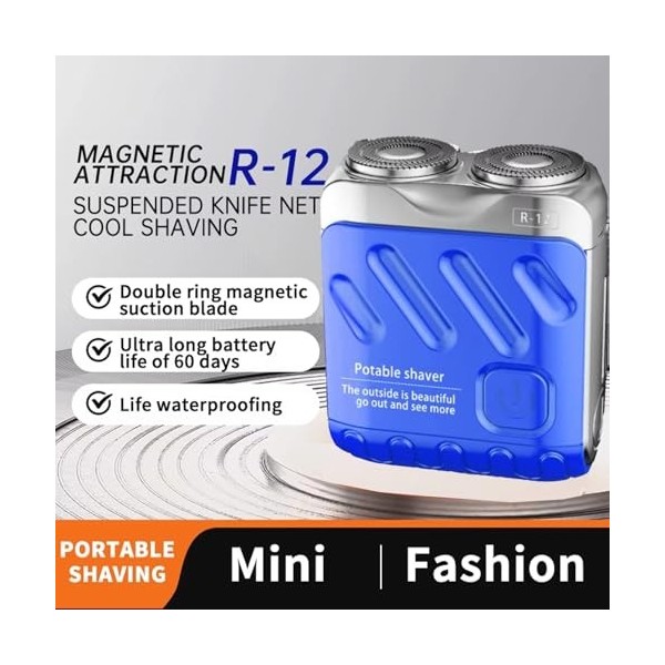 Mini rasoir électrique pour homme, rechargeable par USB IPX7, étanche, nouveau mini rasoir à barbe et design de valise portab