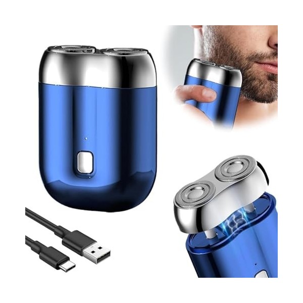 Rasoir de poche USB pour homme, rechargeable, étanche, compact, double tête, mini rasoir électrique portable pour la maison, 