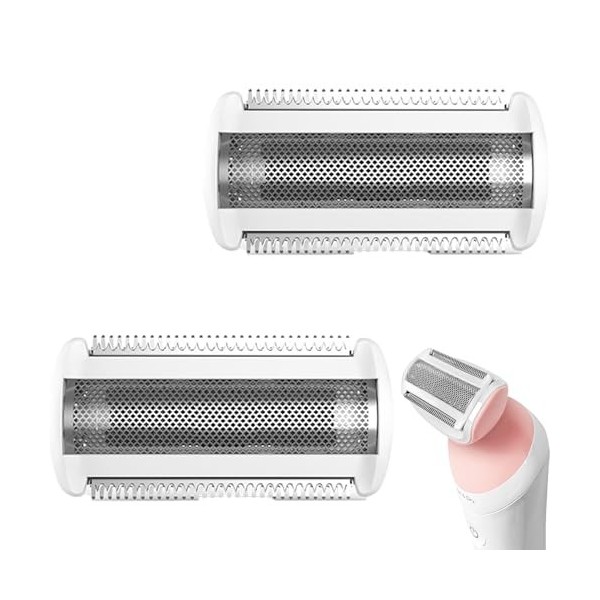 Lot de 2 têtes de rasoir de rechange en acier inoxydable pour rasoir électrique avancé et ergonomique pour rasage humide et s
