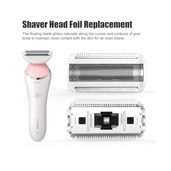 Lot de 2 têtes de rasoir de rechange en acier inoxydable pour rasoir électrique avancé et ergonomique pour rasage humide et s