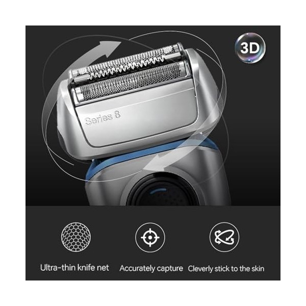 83M Series 8 Tête de rechange pour rasoir électrique Compatible avec Braun 8 8325s 8370CC 8390CC 8617S, etc