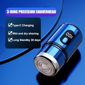 Mini rasoir électrique pour homme et femme, rasoir capsule rechargeable USB-C avec rasage humide et sec, rasoir portable avec