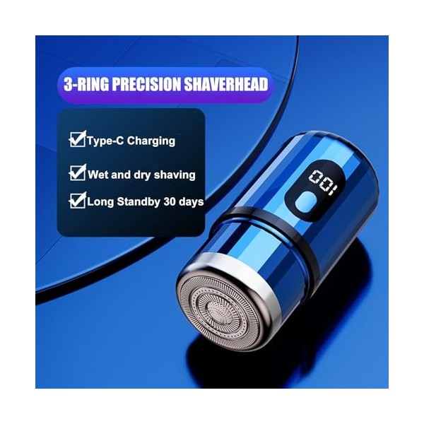 Mini rasoir électrique pour homme et femme, rasoir capsule rechargeable USB-C avec rasage humide et sec, rasoir portable avec