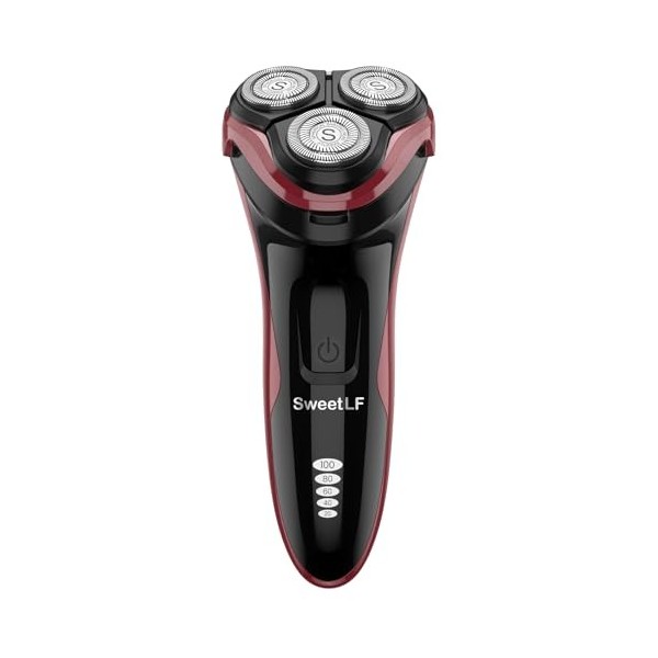 SweetLF Rasoir Electrique Homme Rechargeable Wet & Dry, Tondeuse à Barbe Haute Précision, Rasage avec 3D Têtes Rotatives, 100