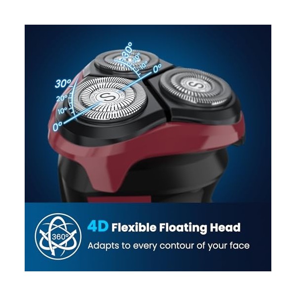 SweetLF Rasoir Electrique Homme Rechargeable Wet & Dry, Tondeuse à Barbe Haute Précision, Rasage avec 3D Têtes Rotatives, 100