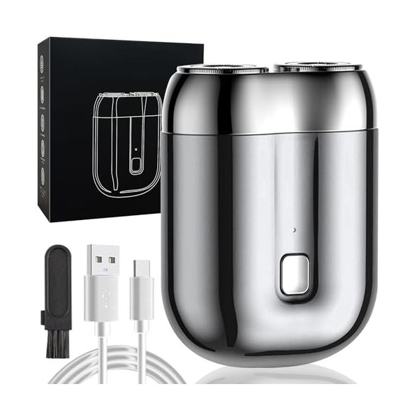 Rasoir Electrique Homme, Mini Rasoir Homme Electrique, Rasoir de Voyage Portatif, Étanche Rechargeable Humide et Sec Mini Ele
