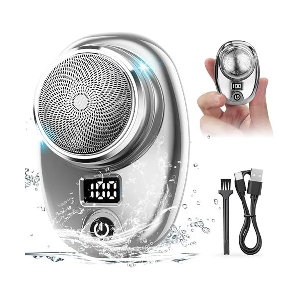 Mini rasoir électrique portable avec écran LED pour homme, rechargeable par USB, étanche, rasoir électrique portable, facile