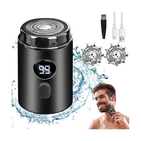 IXYHKB Mini Rasoir Electriques Hommes, USB Rechargeable Mini Rasoir Electrique avec Affichage, Portable Mini Rasoir de Voyage