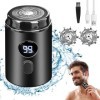 IXYHKB Mini Rasoir Electriques Hommes, USB Rechargeable Mini Rasoir Electrique avec Affichage, Portable Mini Rasoir de Voyage