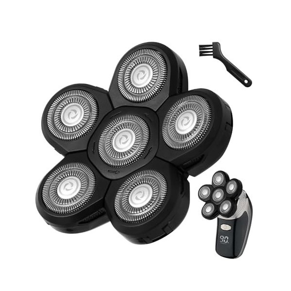 Têtes de rechange universelles pour rasoir électrique 6D pour homme chauve, facile à installer, pour rasoir électrique humide