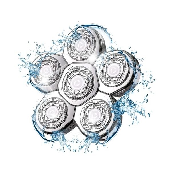 Lot de 6 lames de rechange pour rasoir électrique, étanche, pour homme, argenté