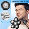Lot de 6 lames de rechange pour rasoir de tête, résistant à leau, pour homme, rasoir rotatif, rasoir électrique pour homme